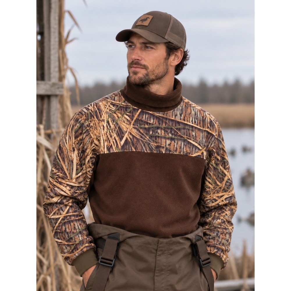 Drake Waterfowl Systems MSR Eqwader Turtleneck Mens Large Camo Brown Hunting